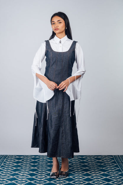 Fitted Midi Dress 'Denim'