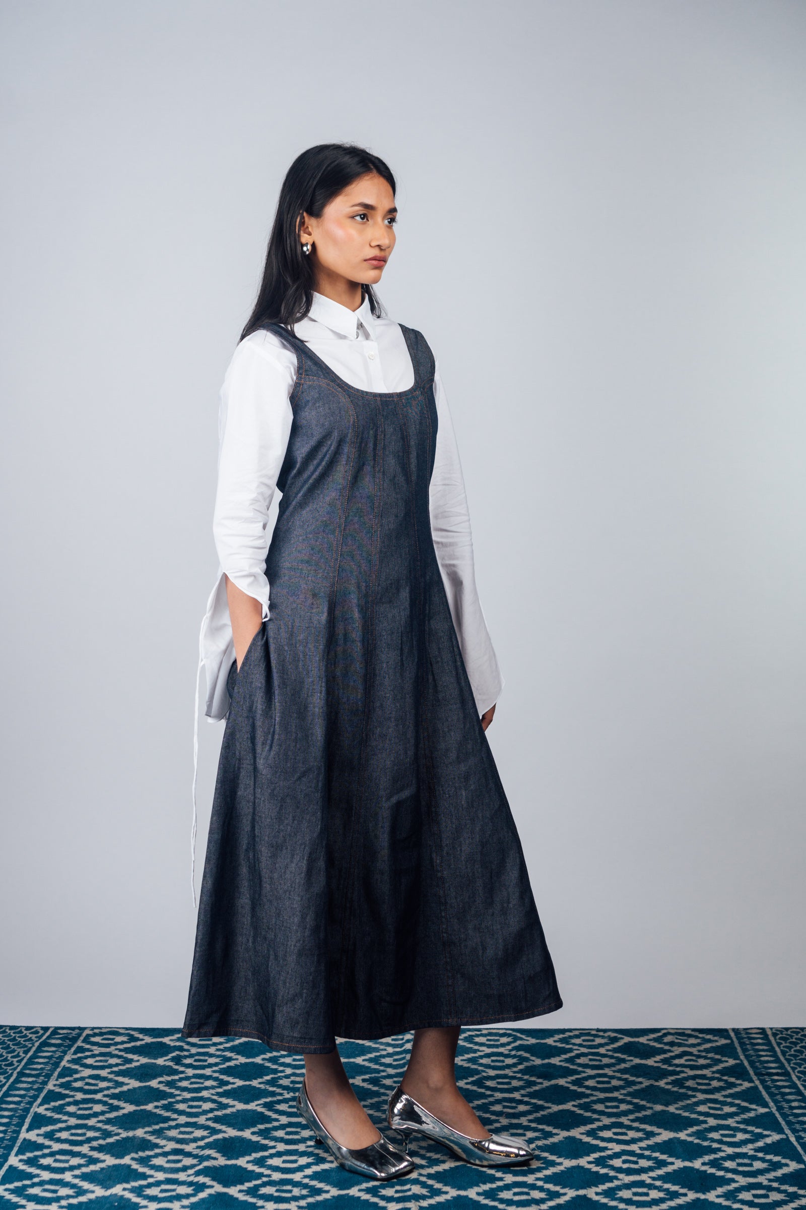 Fitted Midi Dress 'Denim'