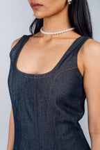Fitted Midi Dress 'Denim'