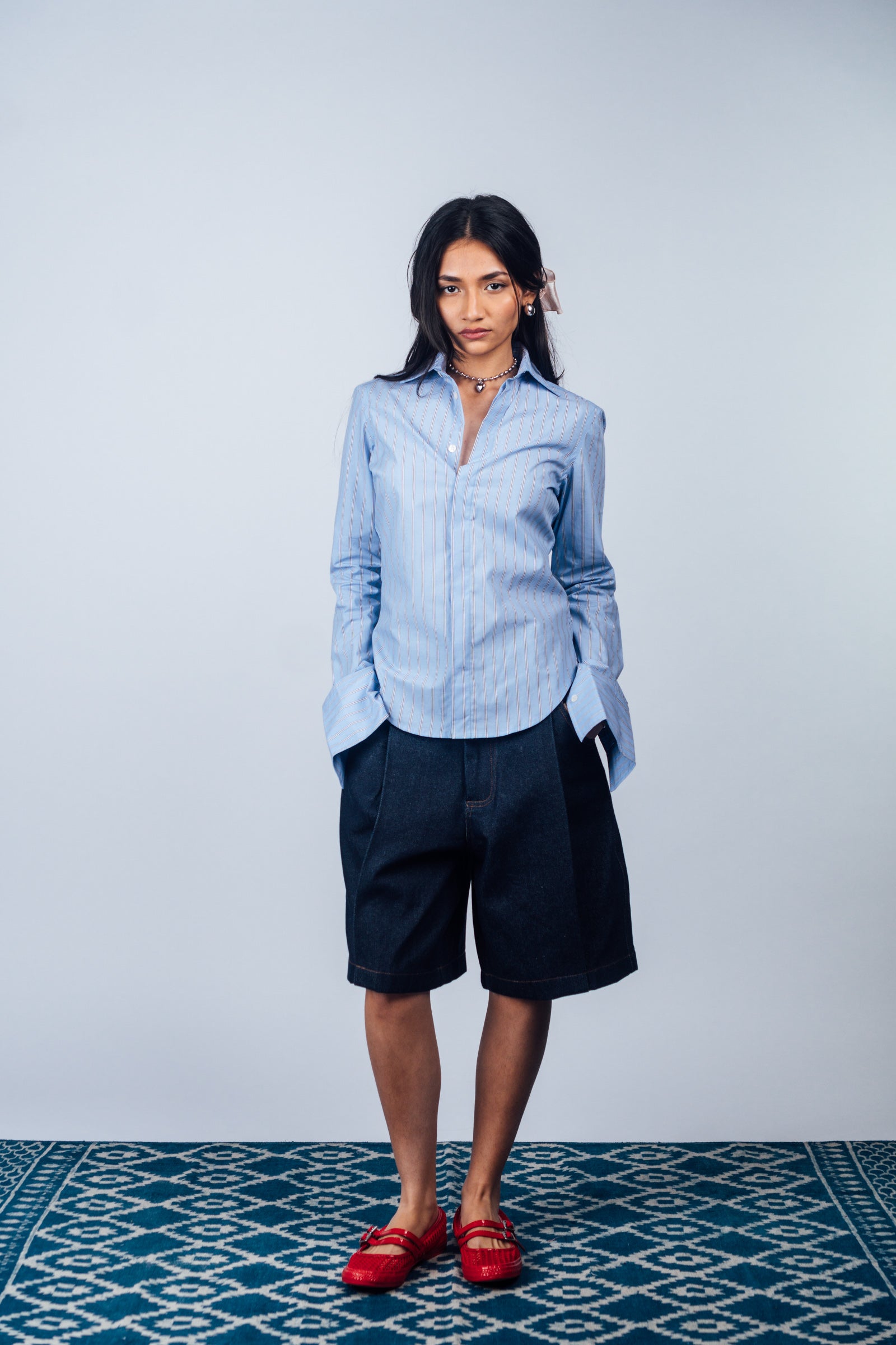 Fitted Shirt 'Light Blue Stripes'