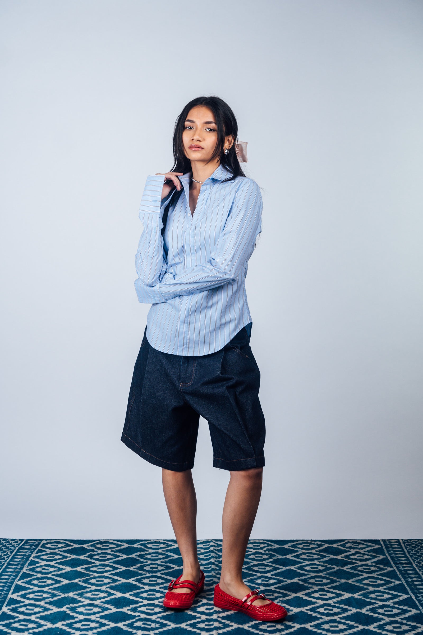 Fitted Shirt 'Light Blue Stripes'