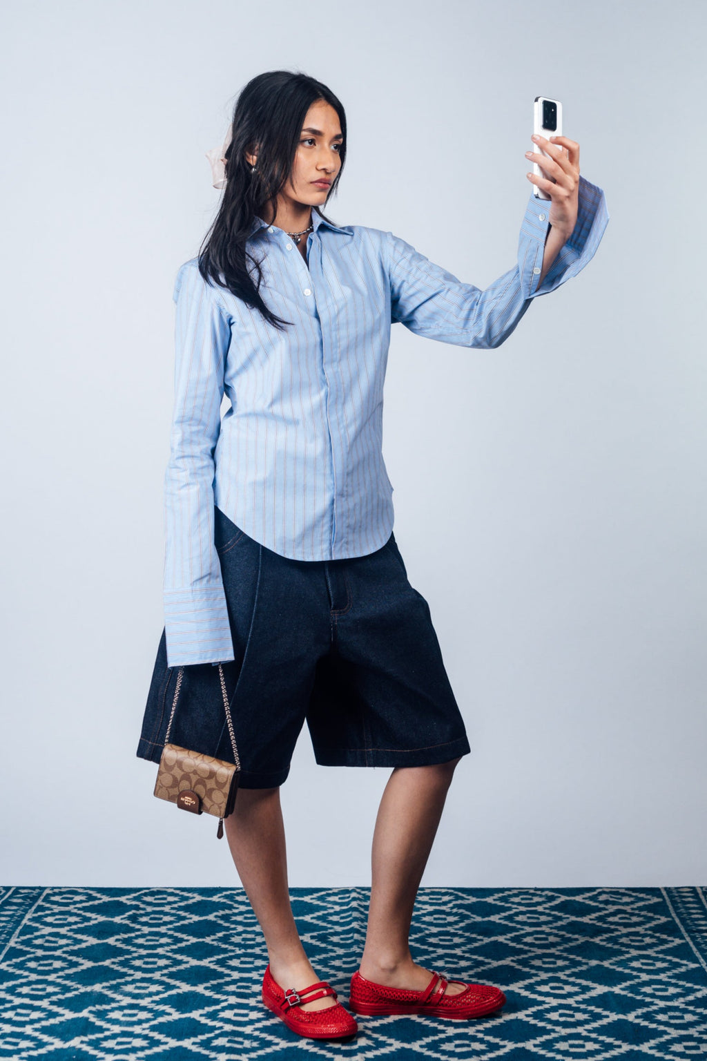 Fitted Shirt 'Light Blue Stripes'