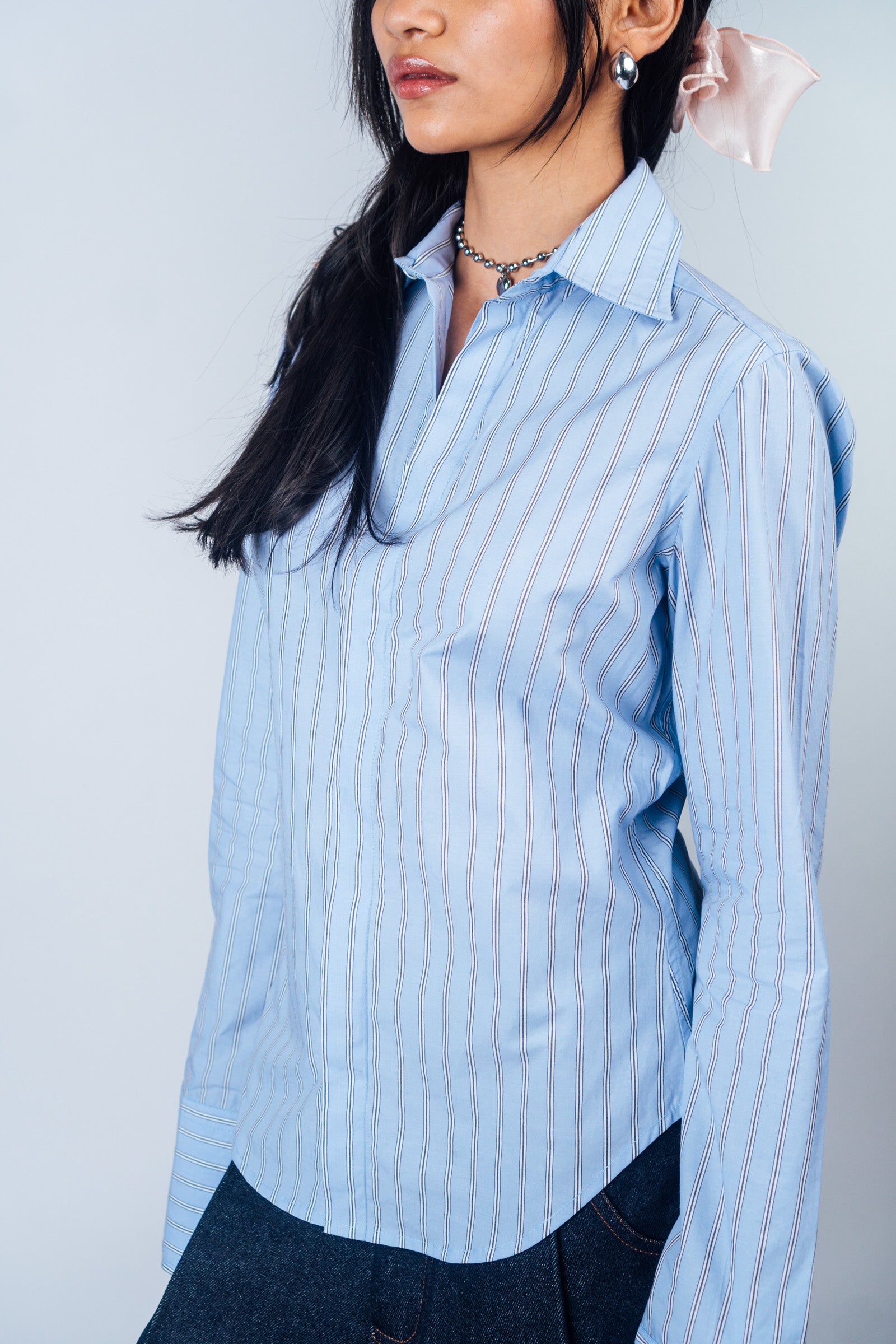 Fitted Shirt 'Light Blue Stripes'