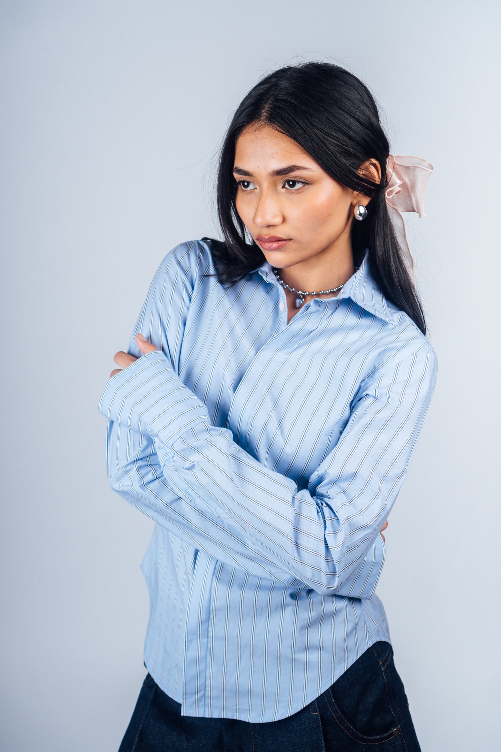 Fitted Shirt 'Light Blue Stripes'