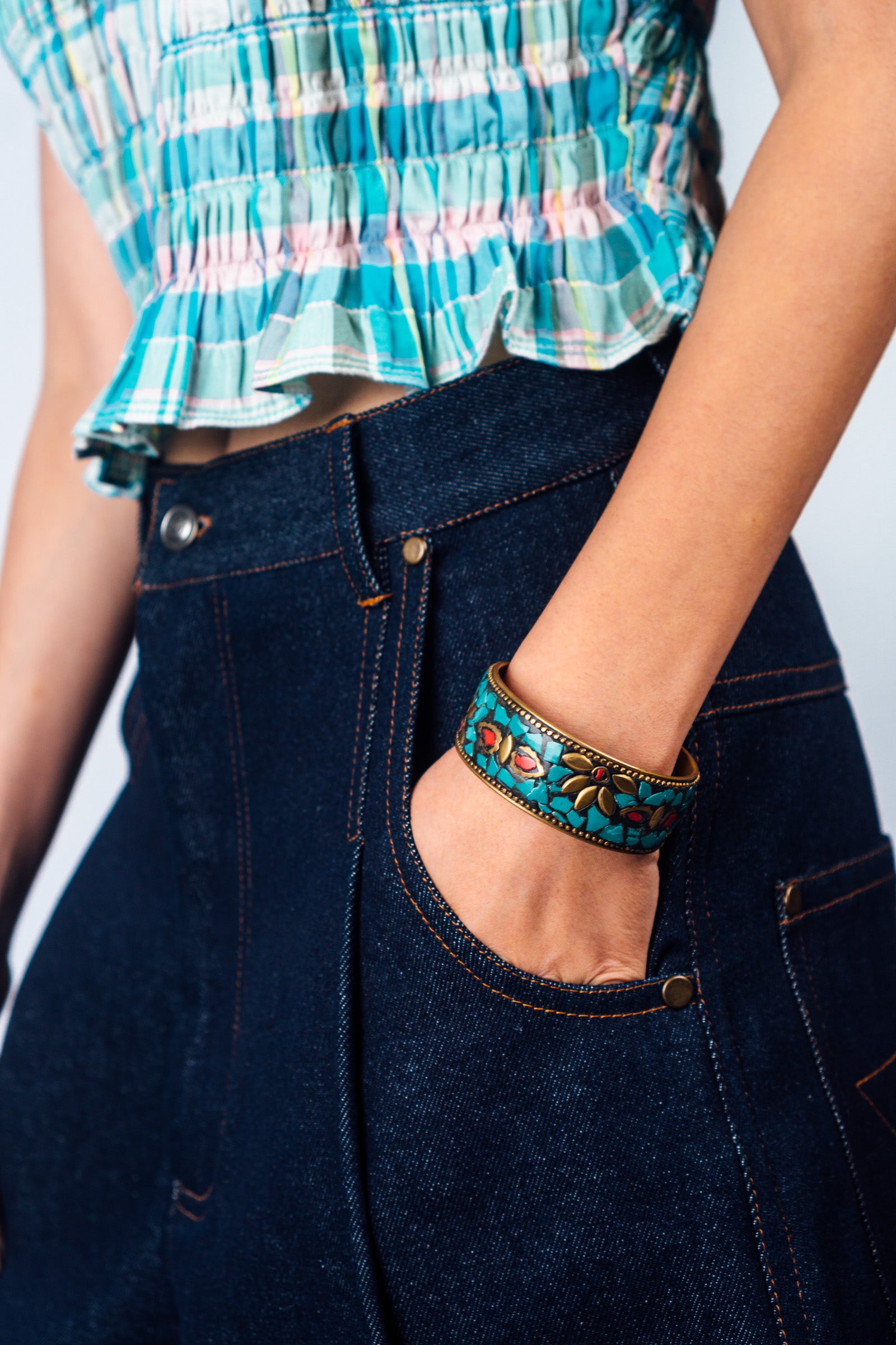 Pleated Bermuda Jorts 'Raw Indigo'