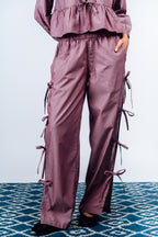 Side-Tie Pants 'Maroon Stripes'