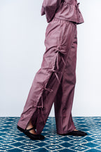 Side-Tie Pants 'Maroon Stripes'
