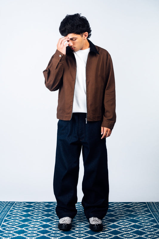 Zip Up Work Jacket 'Brown Canvas'