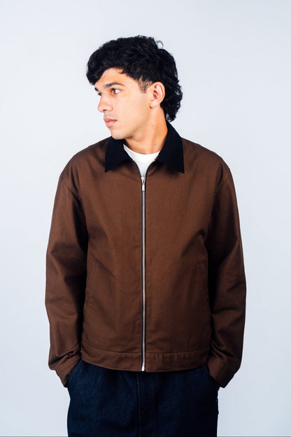 Zip Up Work Jacket 'Brown Canvas'