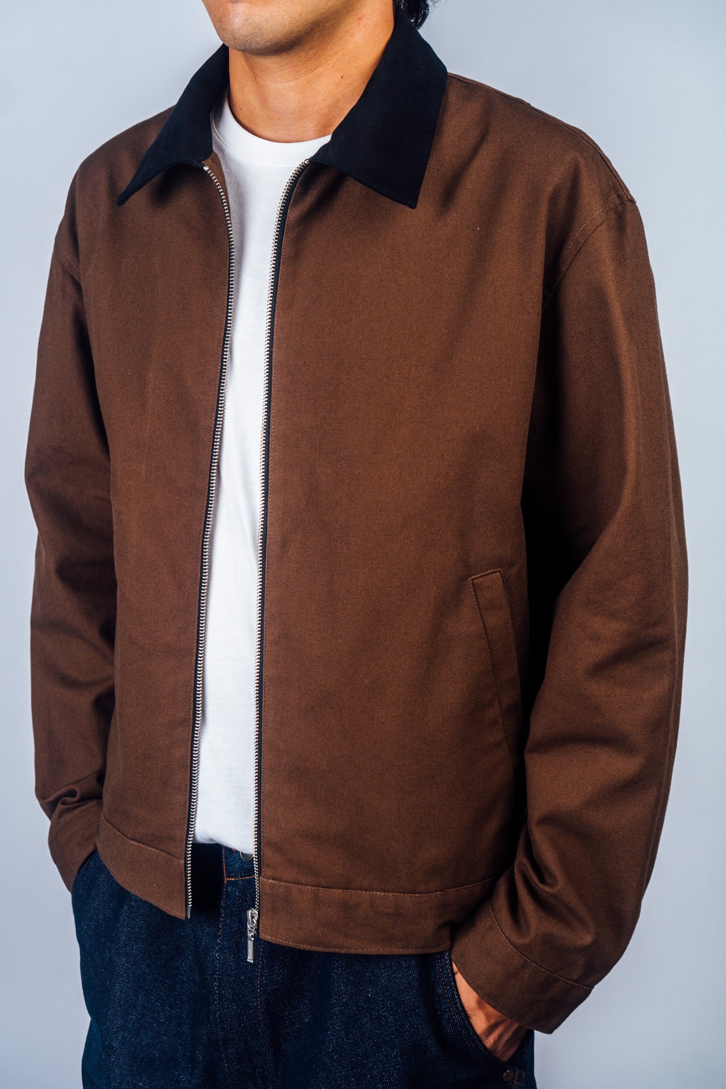 Zip Up Work Jacket 'Brown Canvas'