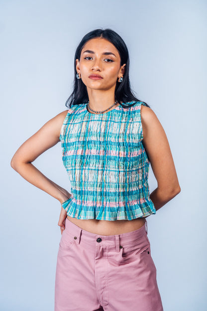Ruched Top 'Madras Magic 06'