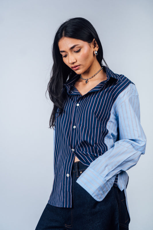 Sunday Morning Shirt 'Blue Stripe Split'