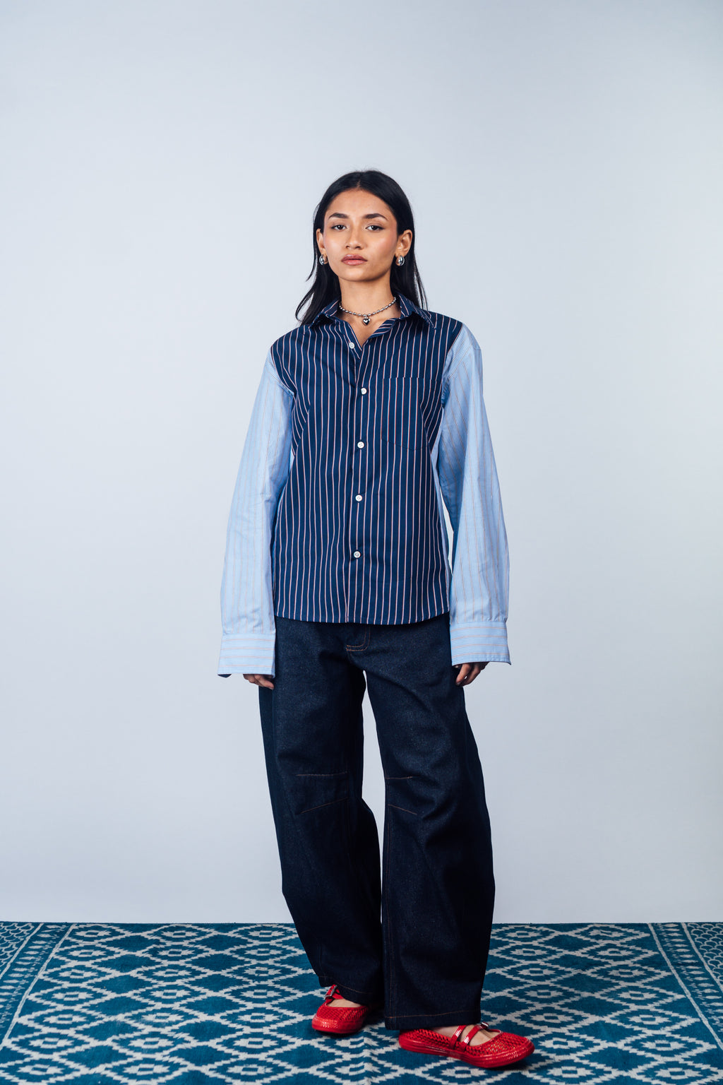 Sunday Morning Shirt 'Blue Stripe Split'