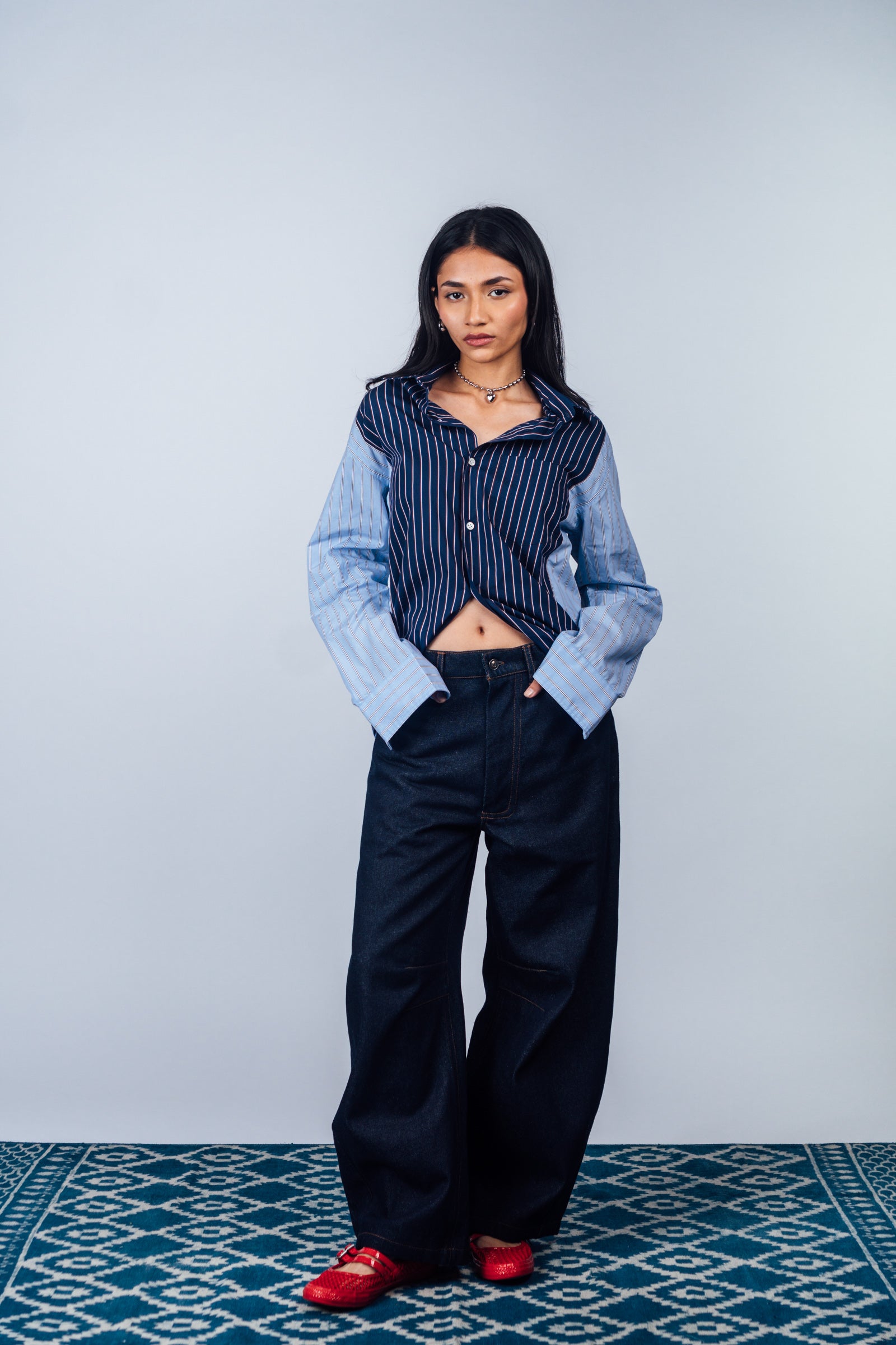 Sunday Morning Shirt 'Blue Stripe Split'
