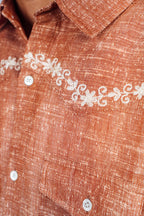Embroidered Western Shirt 'Burnt Orange Khadi'