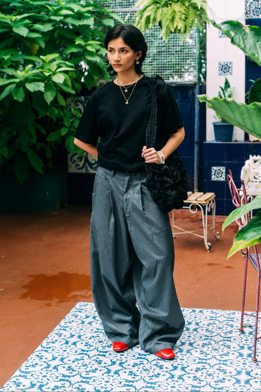 Really Wide Pants 'Grey Stripes'