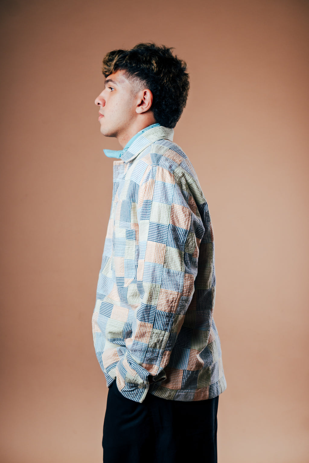 Abhinandan Chore Coat 'Multi Patchwork Seersucker'