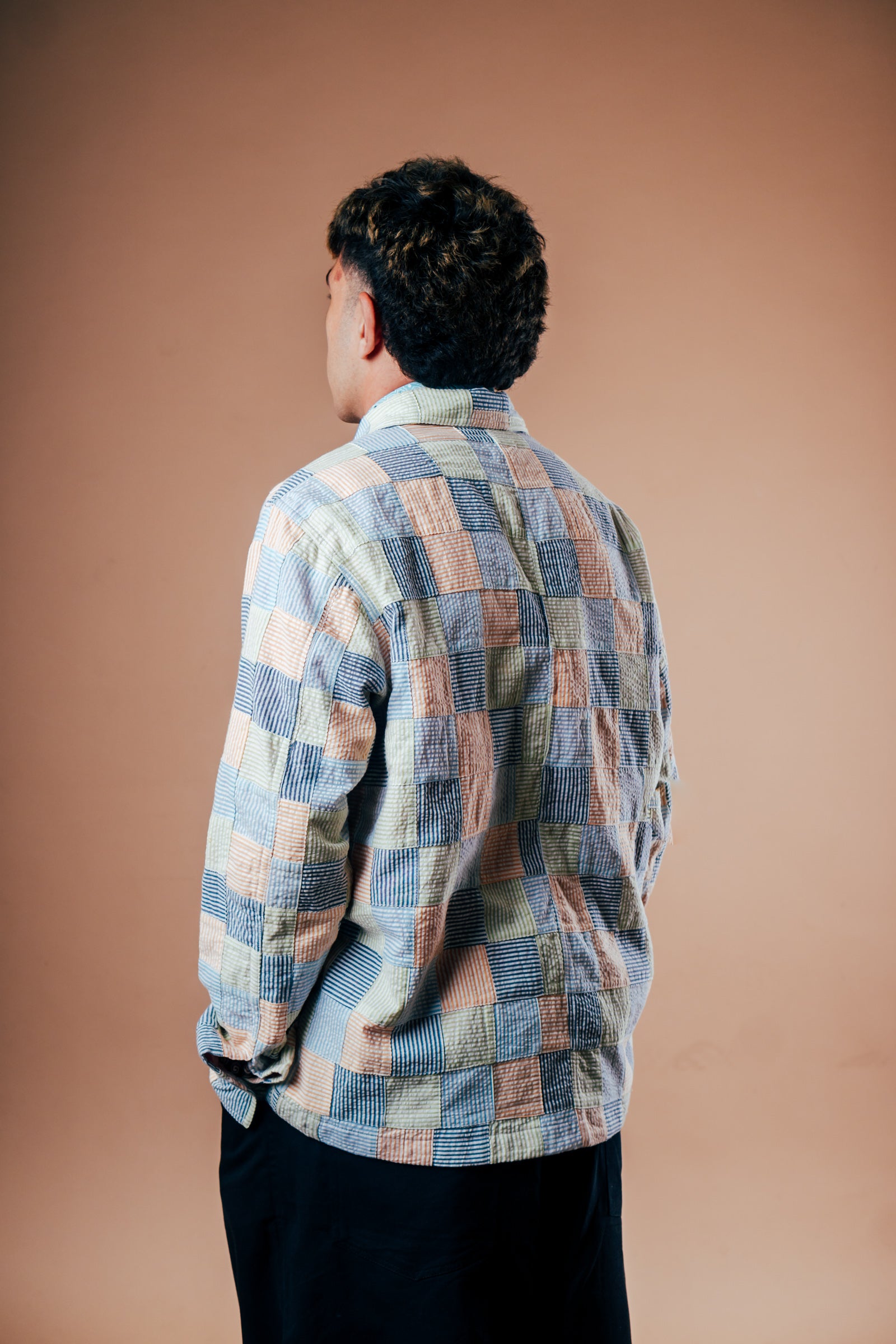Abhinandan Chore Coat 'Multi Patchwork Seersucker'
