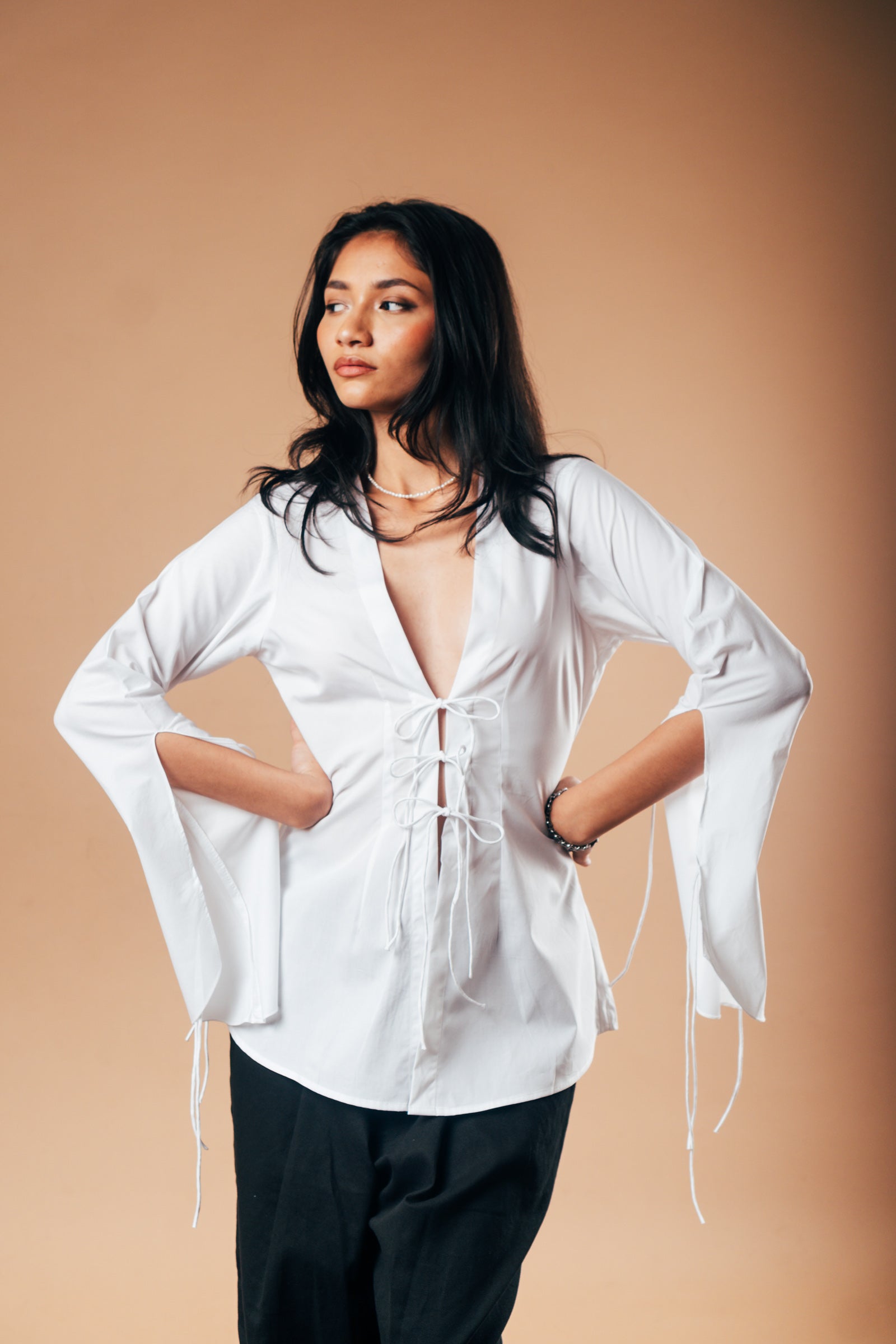 Chèrie Front Tie Top 'Snow White'