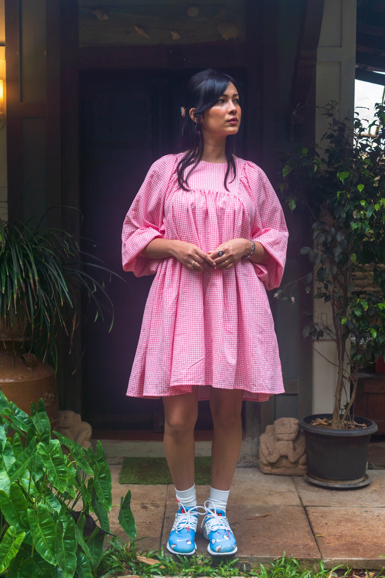 Dahlia Dress 'Pink Gingham Khadi'
