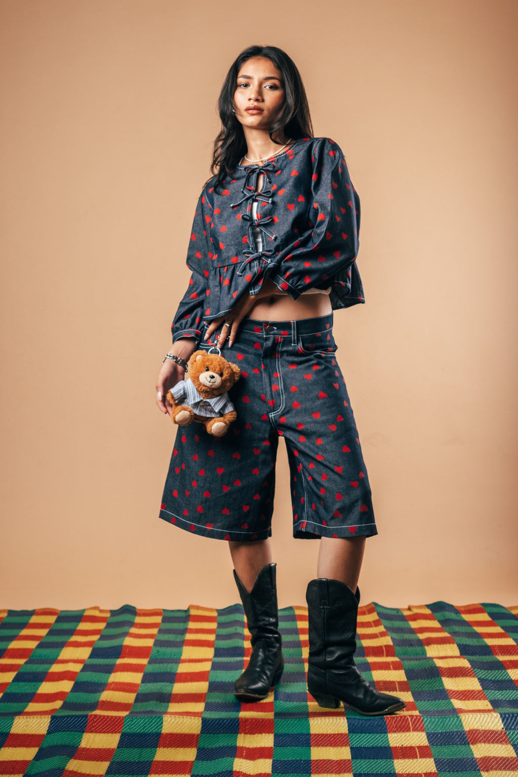 Front Tie Peplum Top 'Kokoro Denim'