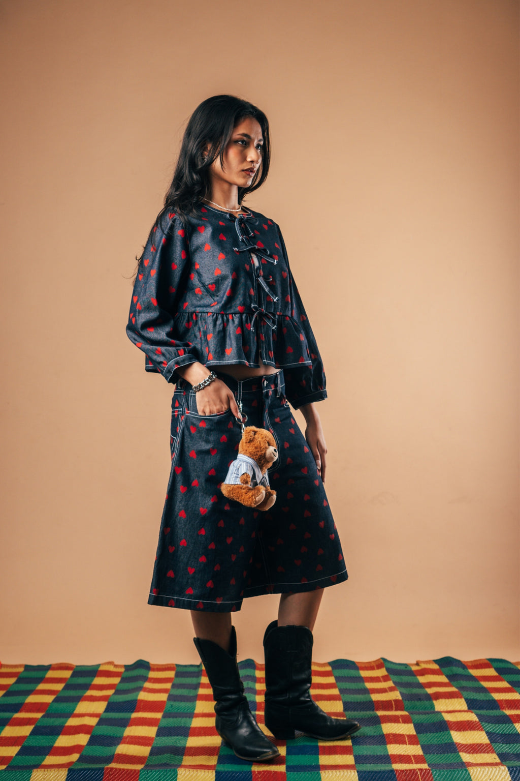 Front Tie Peplum Top 'Kokoro Denim'