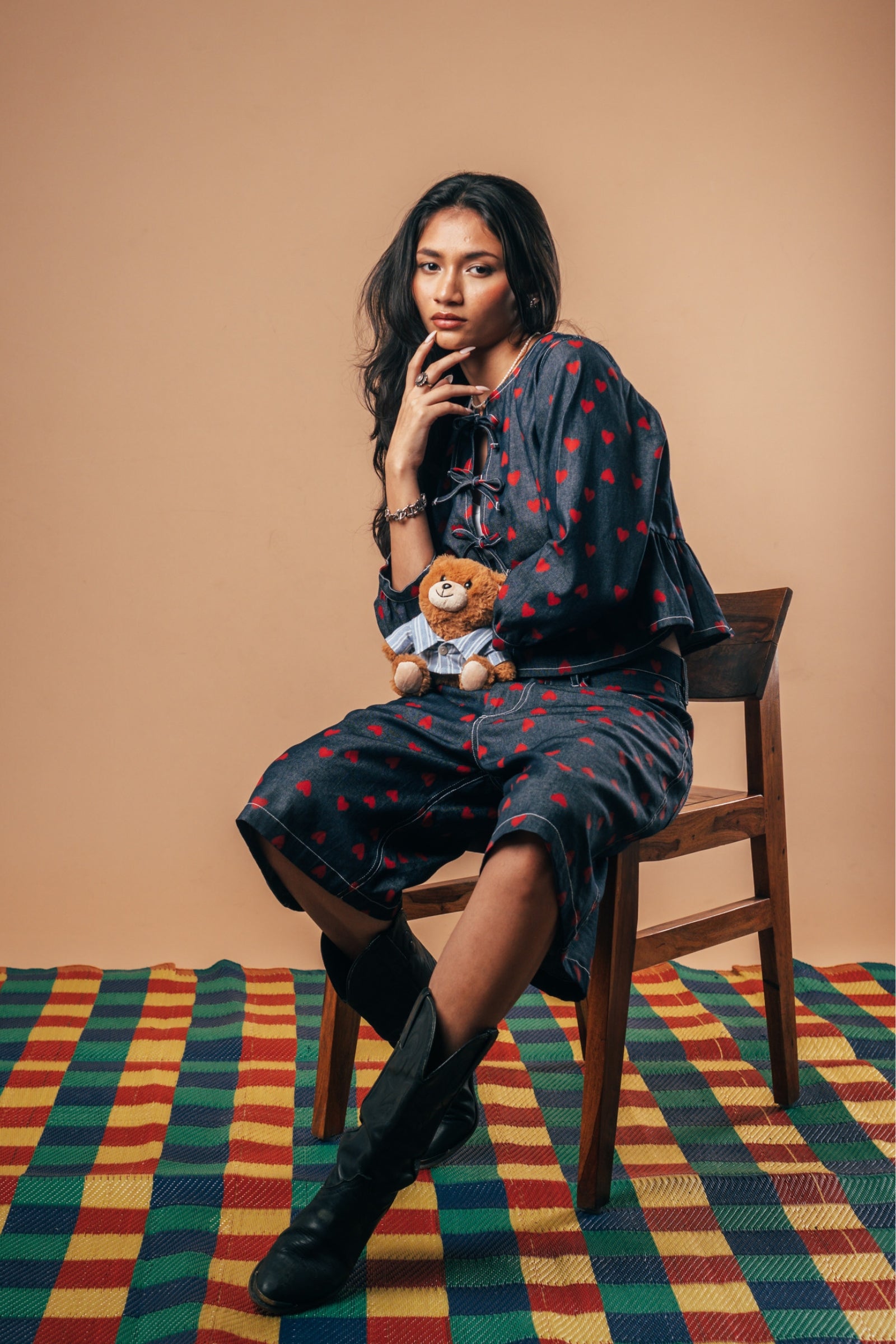 Front Tie Peplum Top 'Kokoro Denim'