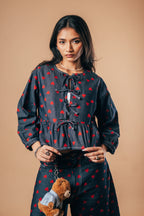 Front Tie Peplum Top 'Kokoro Denim'